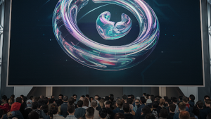 an animated logo of a company