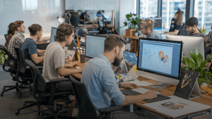 animators designing amazing graphics