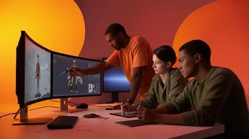 Animators working on 3D animation video