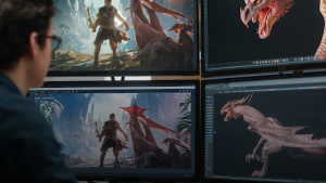 an animator working on game trailer an animator working on game trailer