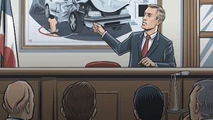 animated representation of a courtroom scene