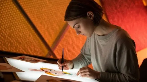 An animators drawing on paper