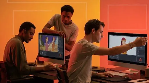 2D animators using different animation tools