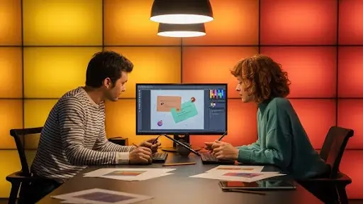 Animators working on an animated explainer video