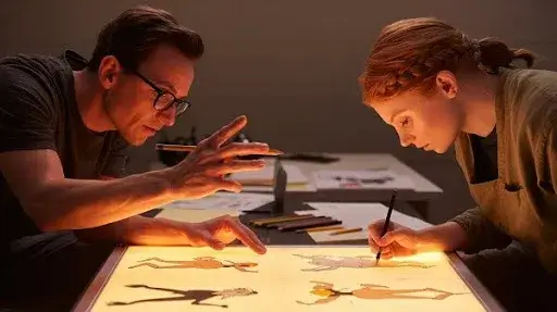 Animators working on principles of animation