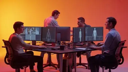 Professionals working on CGI animation