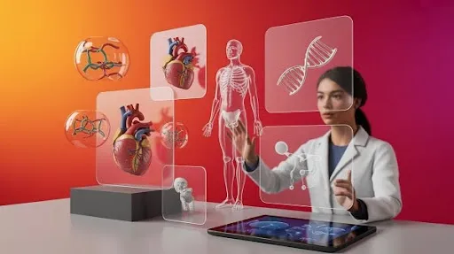 A doctor working with 3D medical animation