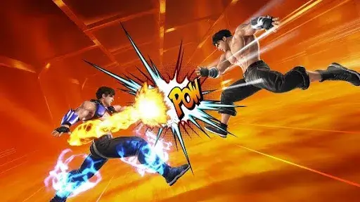 An instance of characters fighting in a game An instance of characters fighting in a game