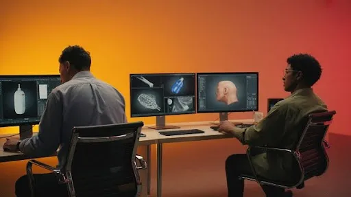 Animators working on a medical 3D product animation
