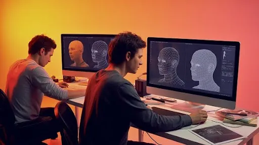 Editors working on low poly and high poly models