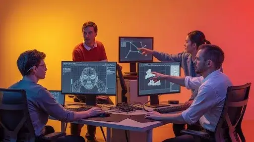 Professionals working on a modular asset pipeline