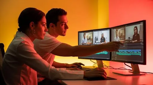 Professionals working on creating a brand identity through recruitment videos