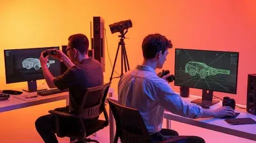 Professionals working on the element of photogrammetry in games