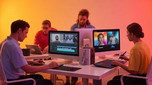 Video editors working on different types of video content