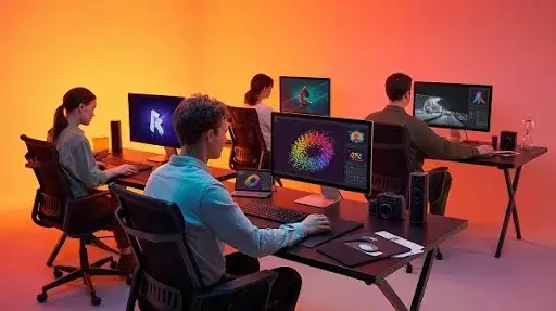 A professional company working on 3D motion graphics projects A professional company working on 3D motion graphics projects