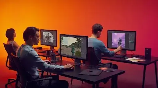 Professionals working on game projects