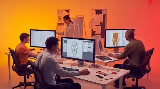 An animation studio working on clothing designs An animation studio working on clothing designs
