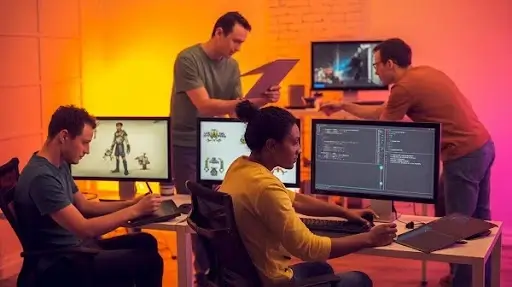 Professional game development experts creating different types of indie games Professional game development experts creating different types of indie games