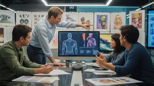 Animation experts explaining the project timeline to clients