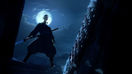 One of the scenes from the show, Blue Eye Samurai
