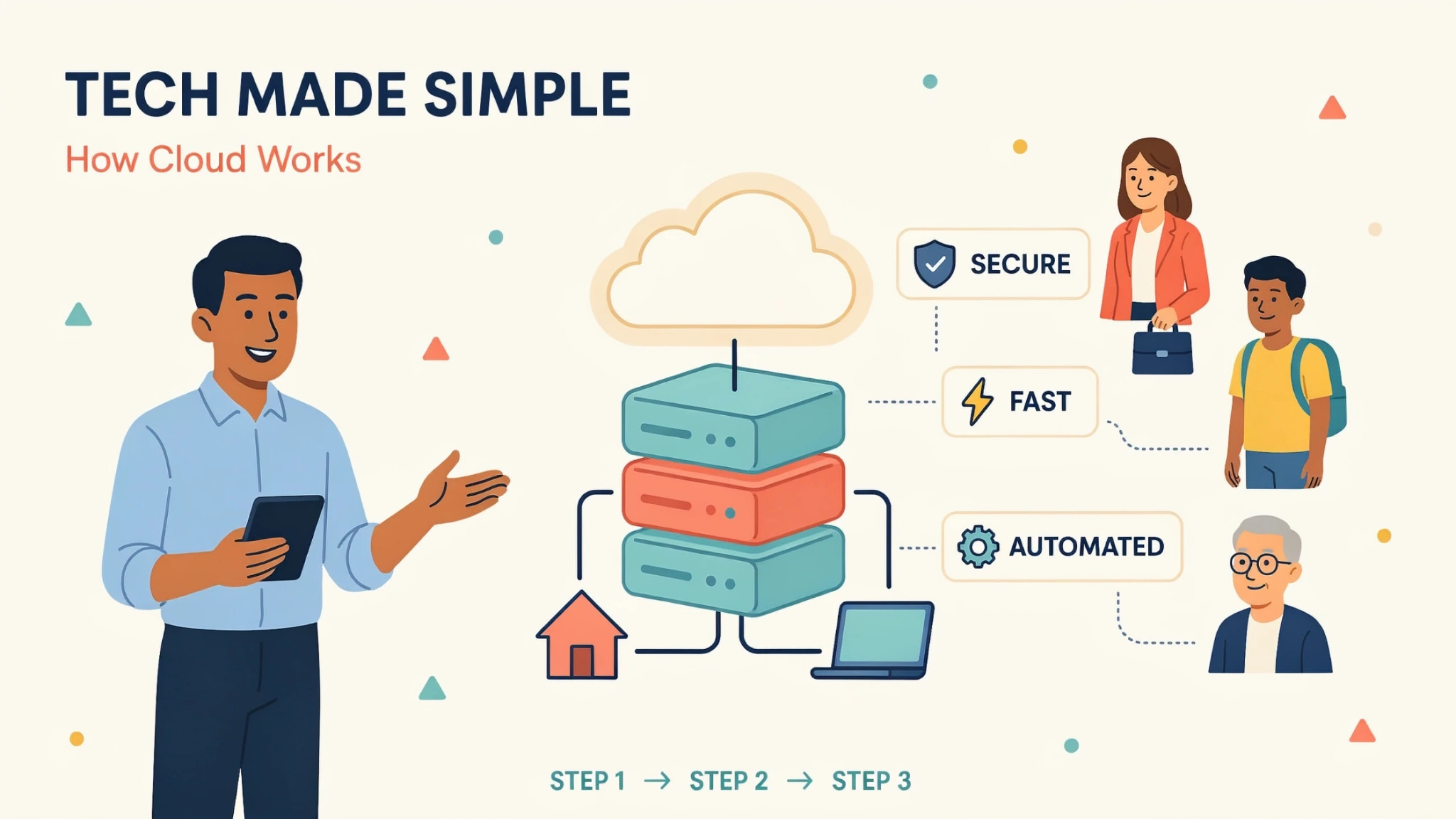 A visual example of technical products being explained in a simple way