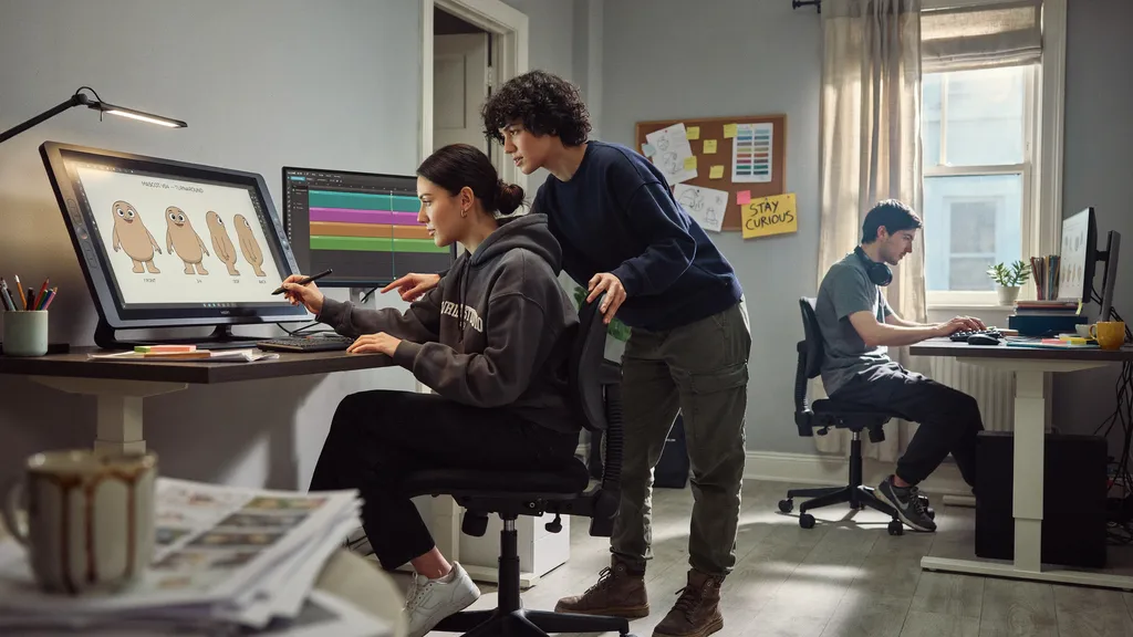 Animators working on brand mascot animation.